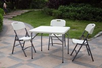 Table carrée pliante en plastique HDPE blanche de 86 cm, portable, facile à nettoyer, vente en gros