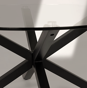 <span class=keywords><strong>Table</strong></span> à manger en verre <span class=keywords><strong>ARGO</strong></span> de style nordique moderne et luxueux, ronde ou rectangulaire, avec base noire pour cuisine, salon, hôtel, appartement, café - Product Image 2