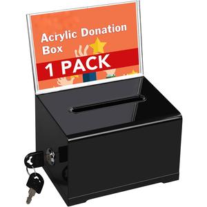 Scatole Trasparenti per Donazioni all'Ingrosso, Contenitore per Raccolta Votazioni, Cassetta per Donazioni in Acrilico con Serratura e Porta-Segnaprezzo - Product Image 1