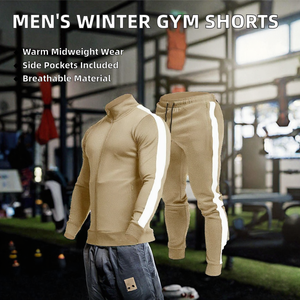Ensemble de survêtement d'hiver pour homme, pantalon de jogging en polaire entièrement zippé, tenue de sport décontractée, vêtements de gym, vente en gros, fournisseur d'impression de logo personnalisé 2026 - Product Image 2