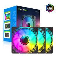 Ventilateur ARGB GAMEMAX KF300 BK 120 mm avec cadre noir, kit 3-en-1 V4.0, concentrateur et télécommande sans fil, pour refroidissement de boîtier d'ordinateur à roulement fluide