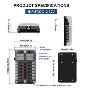 Portafusibles de 12 Canales con Indicador LED, 32V 100A CC, con Barra Negativa - Product Image 6