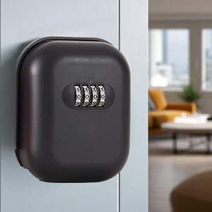 Key Box Wall Mounted Mechanical Keypad Lock Black <b>Rectangle</b> For Doors And Walls Storage Organizer ABS Material - Product Image 1