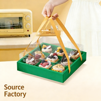 Boîte à gâteau jetable en PET transparent recyclable avec poignée, tailles personnalisables pour nouilles, sushis, chewing-gums et cadeaux de fête