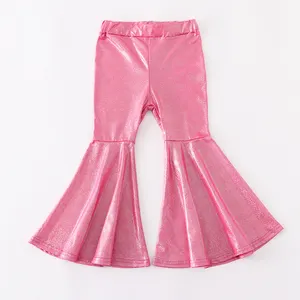 Fashion Design Children Girl's custom designs kids sparkle pearl trousers girls spandex bell bottom Pants