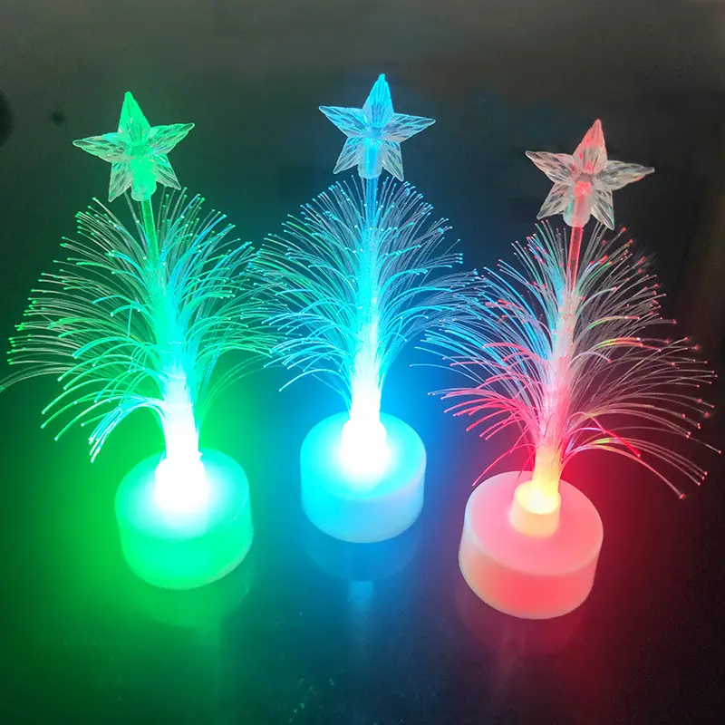 Navidad creativa luminosa LED flash fibra óptica árbol colorido luminoso árbol de Navidad