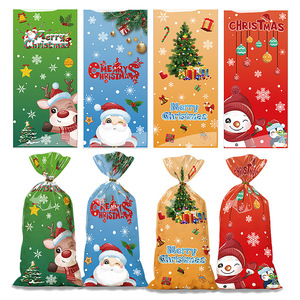 2025 natale del nuovo anno decorazioni in plastica resistente babbo natale tasca piatta borsa regalo per feste bomboniere biscotti di <span class=keywords><strong>capodanno</strong></span> - Product Image 2