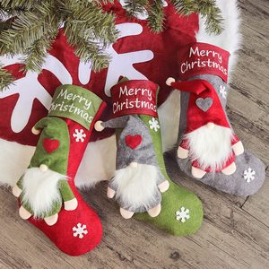 Kit Calza di Natale <span class=keywords><strong>in</strong></span> <span class=keywords><strong>Feltro</strong></span> di Lino Morbido e Resistente con Paillettes Ricamate e Gnomo <span class=keywords><strong>in</strong></span> Peluche per Decorazioni Domestiche - Product Image 5