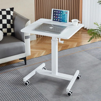 Chariot portable pour ordinateur portable, hauteur réglable, roues, petit bureau mobile debout pour la maison et le bureau