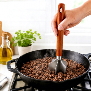 Écrase-pommes en acier inoxydable avec manche en bois, outil multifonctionnel pour écraser les légumes, pour la cuisine et la pâtisserie - Product Image 2