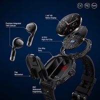 Jam Tangan Pintar dengan Earbud Nirkabel TWS Terintegrasi Chip JL7012 Layar HD 1,46 Inci Tahan Air IP67 Smartwatch Detak Jantung untuk Pria