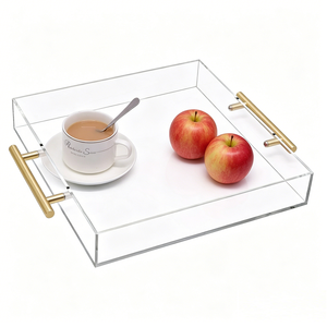 Custom Rectangle Acrylic Serving Tray Clear Lucite Material For <b>Vanity</b> - Product Image 1