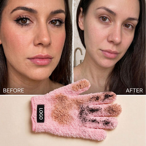 Gants de nettoyage du visage en microfibre zéro déchet personnalisables avec votre logo – Mitaines démaquillantes à l'eau uniquement - Product Image 4