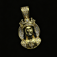 Pendentif Médaillon Couronne de Jésus en Argent 925 Personnalisé, Style Hip Hop Iced Out avec Zircons Cubiques, pour Rappeur et Chanteur