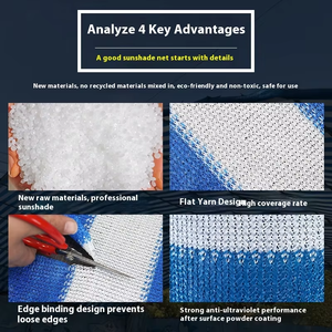 Malla de Sombra Tejida de HDPE Rectangular de 2*100m, Tamaño Personalizado, con Rayas Azules y Blancas, Ojales de Aluminio y Plástico Premium - Product Image 3