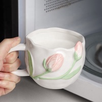 Madou 350 ml – Assiette en céramique 3D style coréen Tulipe, peinte à la main, pour petit-déjeuner, gâteaux et desserts