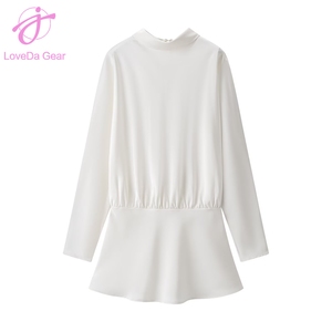 Abito <span class=keywords><strong>Corto</strong></span> Elegante <span class=keywords><strong>a</strong></span> <span class=keywords><strong>Maniche</strong></span> <span class=keywords><strong>Lunghe</strong></span> Tinta Unita Casual da Donna Loveda all'Ingrosso - Product Image 4