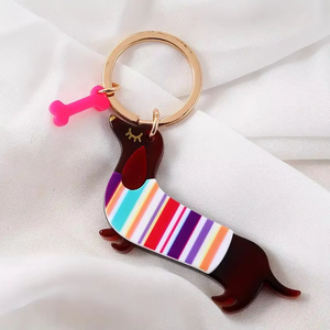Dachshund Hot Dog Wiener Dog Food Acrílico Anime Estilo Mosquetón Llavero para amantes de los perros - Product Image 4