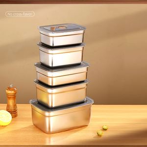 Lonchera Bento de Acero Inoxidable LEOZ con Tapa, Contenedor Cuadrado para Almacenamiento de Alimentos, Anti-Olores Cruzados, para Preservar la Frescura - Product Image 4