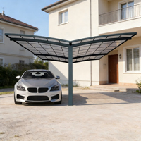 Abri de stationnement moderne en aluminium avec toit en polycarbonate, design pliable et portable, durable et résistant aux UV