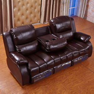 Vip Cinema Sofa Leather Home Theater <b>Seat</b> With <b>Storage</b> And Cup Holder For Living Room Adult Use - Product Image 1