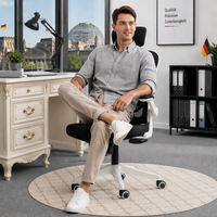 Chaise de bureau en maille blanche, design ergonomique moderne avec appuie-tête réglable, chaise de bureau en tissu, vente chaude