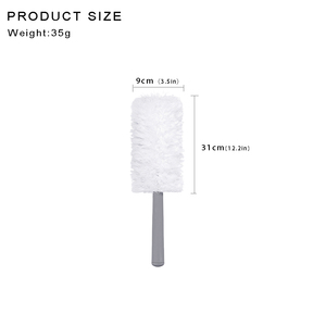 Plumeau en microfibre détachable et lavable, tête rectangulaire, manche en plastique, bande élastique, brosse à poussière fixe pour la maison, les meubles et le nettoyage de voiture - Product Image 2
