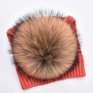 Chapeaux d'hiver tricotés pour femmes <span class=keywords><strong>Bonnet</strong></span> en tricot mélangé de laine de cachemire Chapeaux à <span class=keywords><strong>pompon</strong></span> en fourrure d'hiver Chapeaux Bobble personnalisés - Product Image 3
