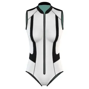 DIVESTAR kustom OEM satu bagian 2mm Neoprene Bodysuit tanpa lengan Bikini Wetsuit Super elastis untuk menyelam bebas dan berenang