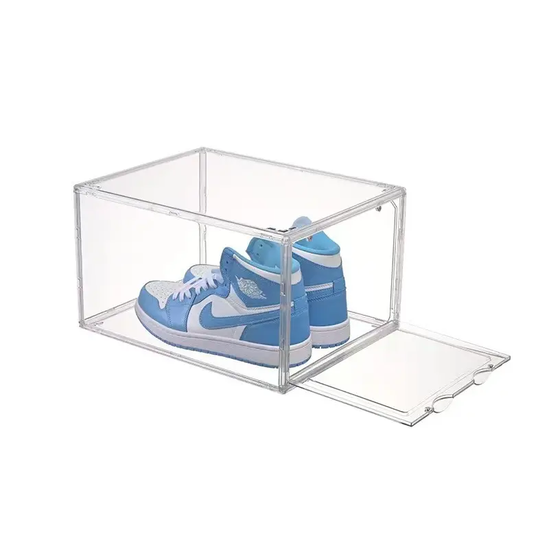 Magnetic Folding Drawer Style Transparent Stackable Custom Shoe Box for Oversized Sports Shoes Shoe Boxes