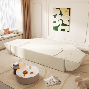 Sofá Cama Convertible 3 en 1, Sofá de Asiento Profundo con 2 Almohadas, Sofá de Tela Chenille, Chaise Longue para Sala de Estar, Estudio u Oficina - Product Image 4