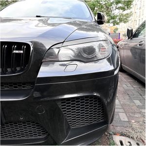Película protectora para faros delanteros Bmw X6 E71 E72, pegatina para coche con textura de carbono negro brillante, accesorio exterior - Product Image 1