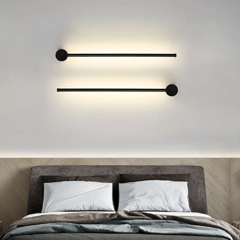 Moderno Simples Longo Linear Wall Light Tira Interior Preto Dimmable Led Lâmpadas De Parede Quarto Arte Decoração Linha Iluminação