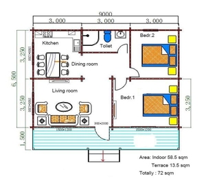 Villa préfabriquée en bois massif de 72 m² avec vue sur la mer, <span class=keywords><strong>aménagement</strong></span> fonctionnel, construction rapide, résistante aux intempéries, idéale pour l'investissement en gîtes. - Product Image 4