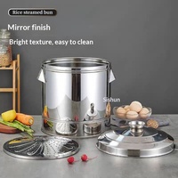 Seau à riz vapeur multifonctionnel Zhongzhi 201 en acier inoxydable sans fond, 2 couches, 6L, avec couvercle en acier inoxydable, compatible gaz et induction