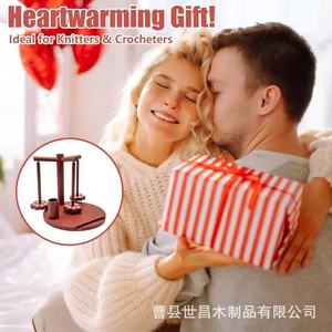 Wooden Multi Axis Rotating Yarn Storage Rack With Hook Needle Cylinder For Hand Knitting Yarn Organization Tools - Product Image 4