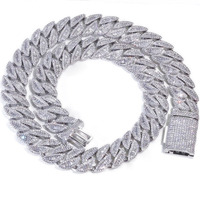 Fealux Cadena Cubana de 20mm, Plata 925, Incrustaciones Completas de Moissanita VVS Corte Baguette, Joyería Hip Hop Unisex