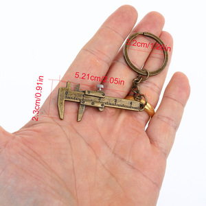Mini calibre à vernier porte-clés en argent et bronze, clé à molette réglable, outil de mesure en métal, pendentif ornemental, cadeau - Product Image 5