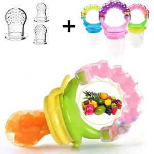 Nouveau Style hochet anneau forme poignée bébé sucette enfants en bas âge Silicone anneau de dentition bébé Fruit Feeder sucette