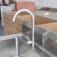 Évier de cuisine en acier inoxydable à cuve unique, prix économique, avec robinet, design artisanal à un trou, pour usage commercial en restaurant