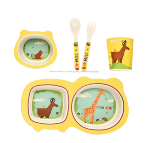 Dinosaure Dessins <span class=keywords><strong>bambou</strong></span> fibre <span class=keywords><strong>assiettes</strong></span> <span class=keywords><strong>creuses</strong></span> et assiette, plaque de fibre de <span class=keywords><strong>bambou</strong></span> pour enfants - Product Image 3