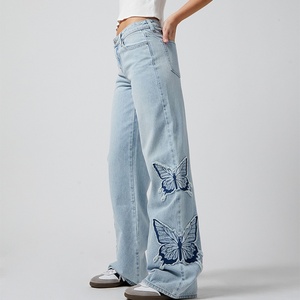 Nouvelle Tendance : Jean Baggy en Denim Brodé pour Femme, Pantalon Cargo pour Femme - Product Image 2