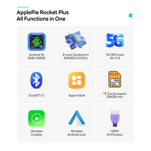 2026 Qualcomm 6350 Android 16 CarPlay Ai Box Rocket Plus 8G+128G 3 en 1 para Auto, CarPlay con Cable, Android Auto con YouTube y <span class=keywords><strong>Netflix</strong></span> - Product Image 2