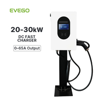 EVEGO Cargador de Vehículos Eléctricos de 30kW Personalizado, Montado en Pared, para Tesla CCS1 DC, Carga Rápida, Exterior, Impermeable, Estación de Carga Wallbox