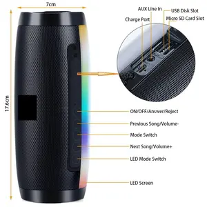 Portable Outdoor Speaker With LED Lighting Waterproof Subwoofer Bass Wireless Bluetooth Speaker
