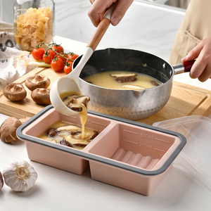 Contenedor de Almacenamiento de Alimentos <span class=keywords><strong>para</strong></span> Congelador Freshkeep, Juego de Recipientes de Silicona Reutilizables con Múltiples Compartimentos y Tapa - Product Image 2