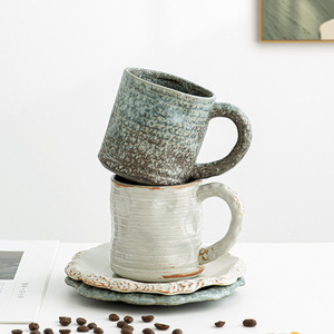 Retro Ceramic Coffee Cup and Saucer <strong>Set</strong> Handmade Office Water Cups Retro Afternoon <strong>Tea</strong> <strong>Set</strong> Creative <strong>Gift</strong> for Travel or Home - Product Image 2