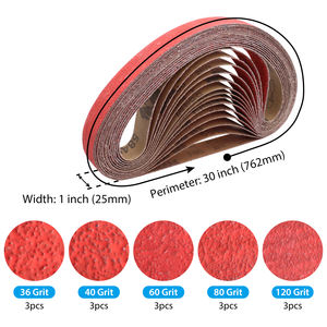 Set di 15 Nastri Abrasivi in Ceramica Rossa di Alta Qualità 1x30 Pollici, Y-WT 100% Poliestere, Grane 36-120 per Levigatura Acciaio - Product Image 2