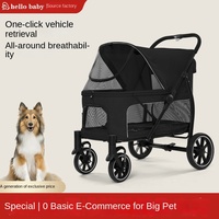 Poussette pliable extra-large en métal pour animaux de compagnie, transporteur multi-animaux pour chats et chiens, utilisation extérieure poussée à la main