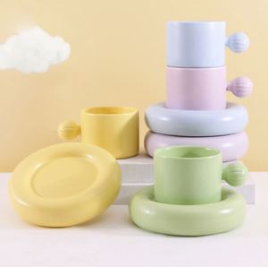 Nordic Style Ins Chubby Coffee Saucer Set Reusable Tea Milk Ceramic Mug With Plate - Product Image 3
